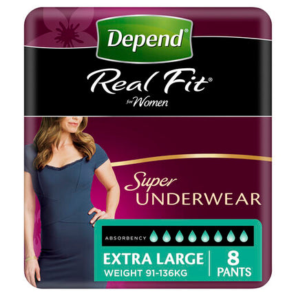 Depend Women Real Fit Underwear Super Extra Large 8 Pack
