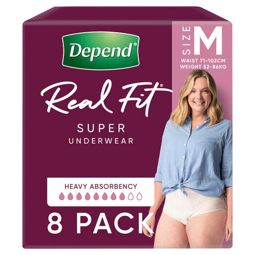 Depend Women Real Fit Underwear Super Medium 8 Pack