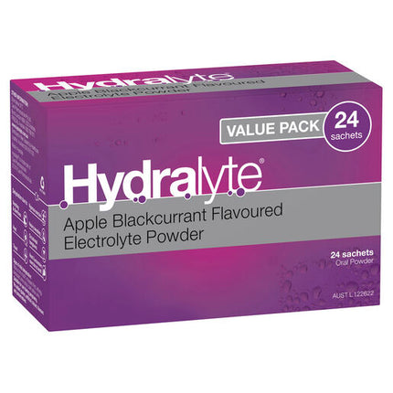 Hydralyte Electrolyte Powder Apple Blackcurrant 24 Pack