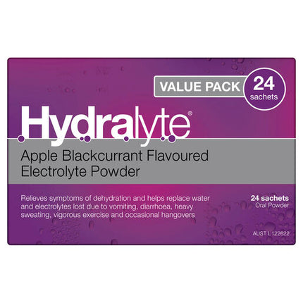 Hydralyte Electrolyte Powder Apple Blackcurrant 24 Pack