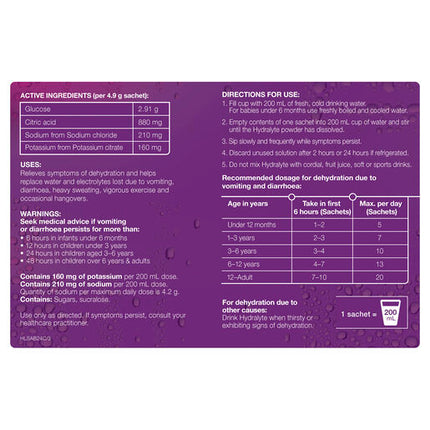 Hydralyte Electrolyte Powder Apple Blackcurrant 24 Pack