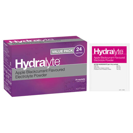 Hydralyte Electrolyte Powder Apple Blackcurrant 24 Pack