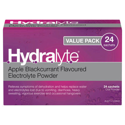 Hydralyte Electrolyte Powder Apple Blackcurrant 24 Pack