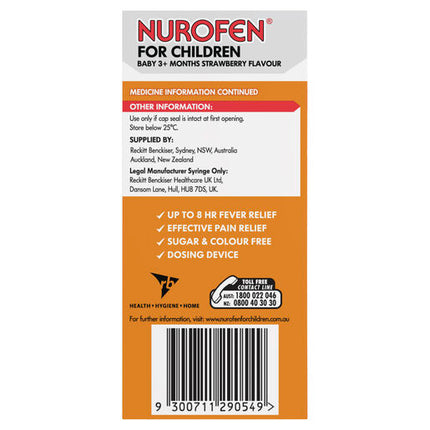Nurofen For Children Baby 3+ Months Strawberry 50ml