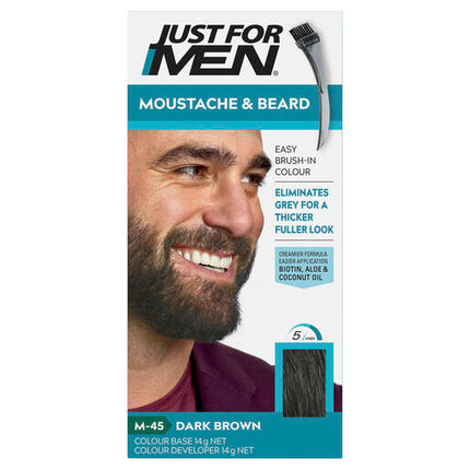 Just For Men Moustache & Beard Brush-In Colour Gel M-45 Dark Brown