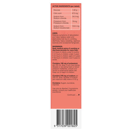 Hydralyte Effervescent Electrolyte Tablets Peach Crush 20 Tablets