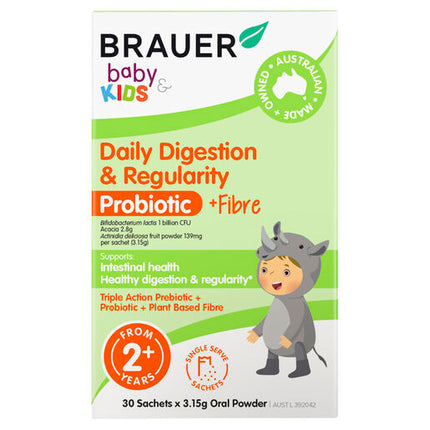 Brauer Baby & Kids Daily Digestion & Regularity Probiotic for Kids 30 Sachets