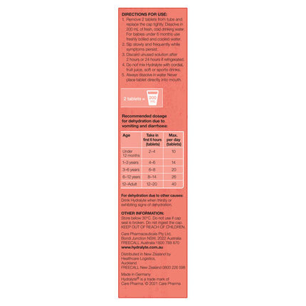 Hydralyte Effervescent Electrolyte Tablets Peach Crush 20 Tablets