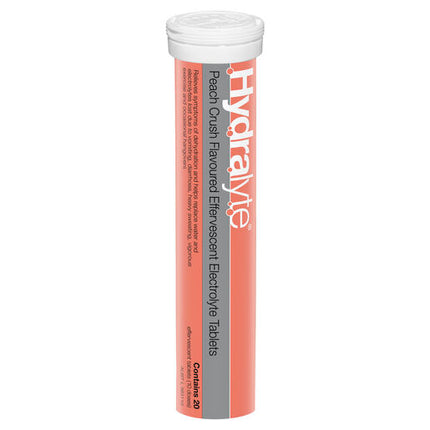 Hydralyte Effervescent Electrolyte Tablets Peach Crush 20 Tablets