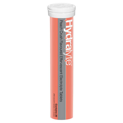 Hydralyte Effervescent Electrolyte Tablets Peach Crush 20 Tablets