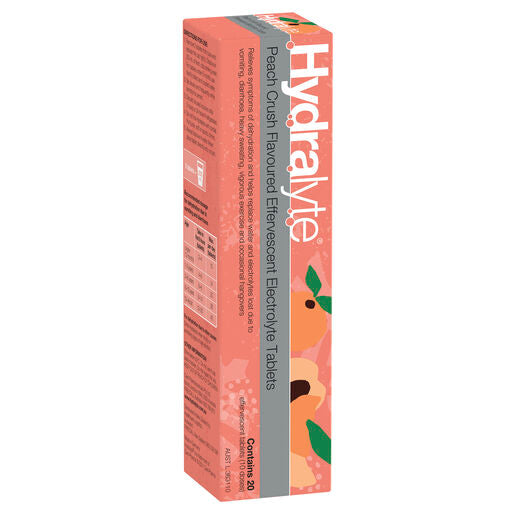 Hydralyte Effervescent Electrolyte Tablets Peach Crush 20 Tablets
