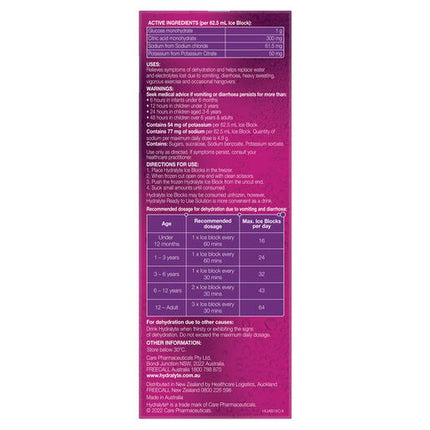 Hydralyte Electrolyte Ice Blocks Apple Blackcurrant 16 Pack