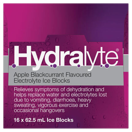 Hydralyte Electrolyte Ice Blocks Apple Blackcurrant 16 Pack