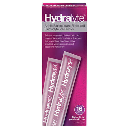 Hydralyte Electrolyte Ice Blocks Apple Blackcurrant 16 Pack