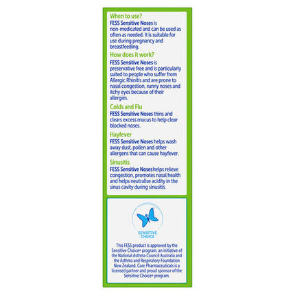 Fess Sensitive Noses Seawater Nasal Saline Spray 30mL