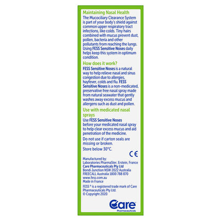 Fess Sensitive Noses Seawater Nasal Saline Spray 30mL