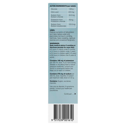 Hydralyte Effervescent Electrolyte Tablets Colour Free Lemonade 20 Tablets