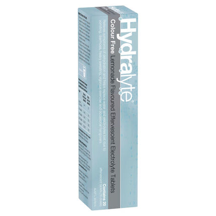 Hydralyte Effervescent Electrolyte Tablets Colour Free Lemonade 20 Tablets