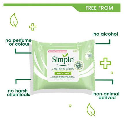Simple Cleansing Facial Wipes 25 Pack
