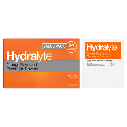 Hydralyte Electrolyte Powder Orange 24 pack
