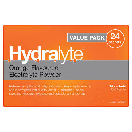 Hydralyte Electrolyte Powder Orange 24 pack