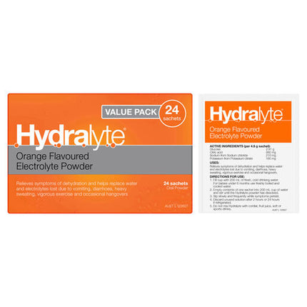 Hydralyte Electrolyte Powder Orange 24 pack