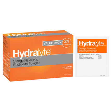 Hydralyte Electrolyte Powder Orange 24 pack