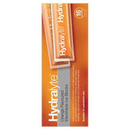 Hydralyte Electrolyte Ice Blocks Orange 16 Pack