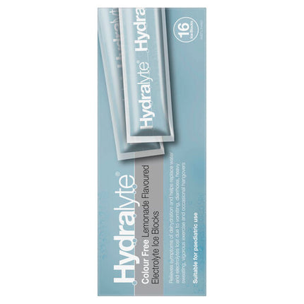 Hydralyte Electrolyte Ice Blocks Colourfree Lemonade 16 Pack