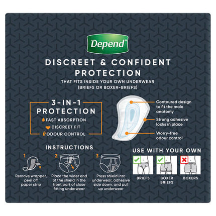 Depend Guards for Men One Size Fits All 14 Pack