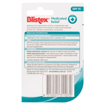 Blistex Medicated Relief SPF15 6g