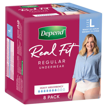 Depend Women Real Fit Underwear Large 8 Pack