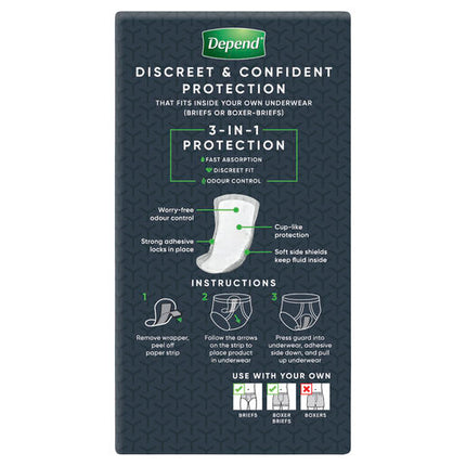 Depend Guards for Men One Size Fits All 12 Pack