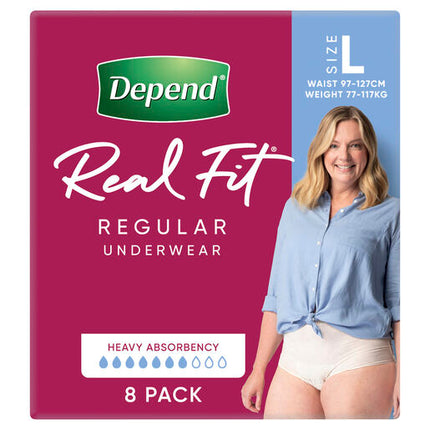 Depend Women Real Fit Underwear Large 8 Pack