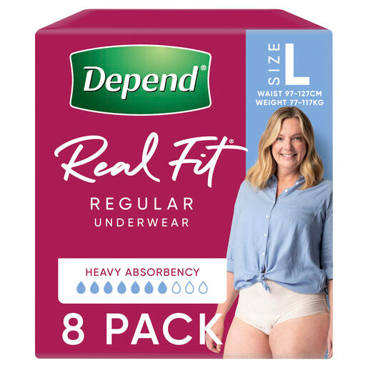 Depend Women Real Fit Underwear Large 8 Pack