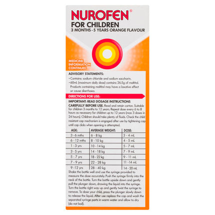 Nurofen For Children 3 Months To 5 Years Orange 100ml