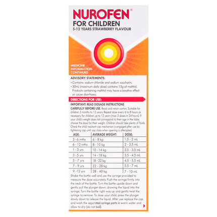 Nurofen For Children 5-12 Years Strawberry 200ml
