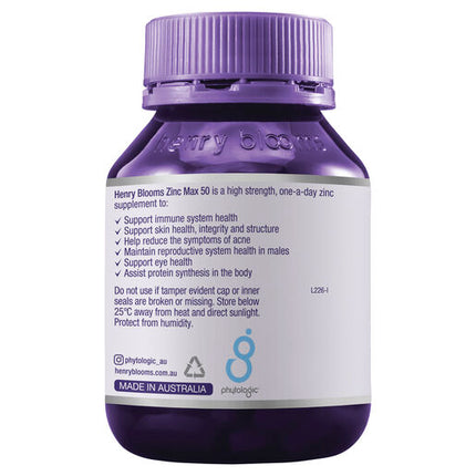 Henry Blooms Zinc Max 50Mg 60 Capsules