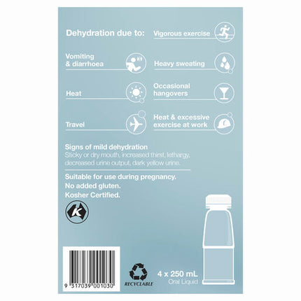 Hydralyte Ready to use Electrolyte Solution Colour Free Lemonade 4 x 250mL