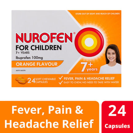 Nurofen For Children 100mg Ibuprofen Orange 24 Chewable Capsules
