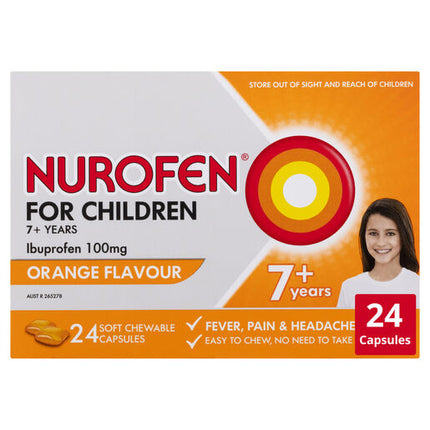 Nurofen For Children 100mg Ibuprofen Orange 24 Chewable Capsules