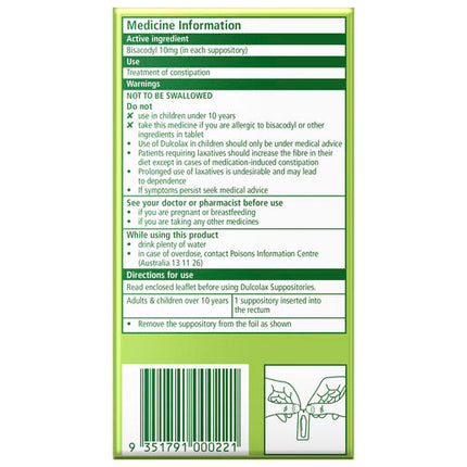 Dulcolax Suppositories 10 Pack