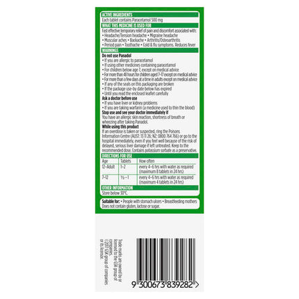 Panadol 500mg 50 Tablets