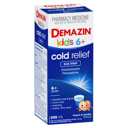 Demazin Kids 6+ Cold Relief Blue Syrup 200mL
