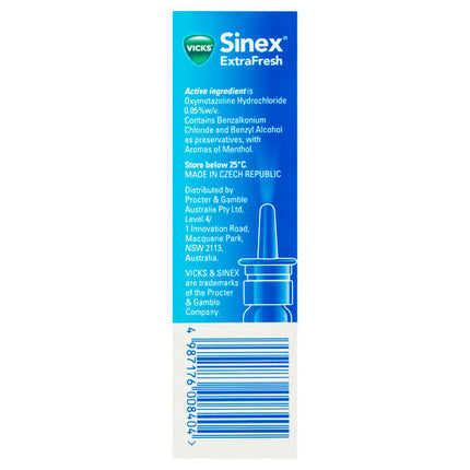 Vicks Sinex ExtraFresh Nasal Decongestant Nasal Spray 15mL