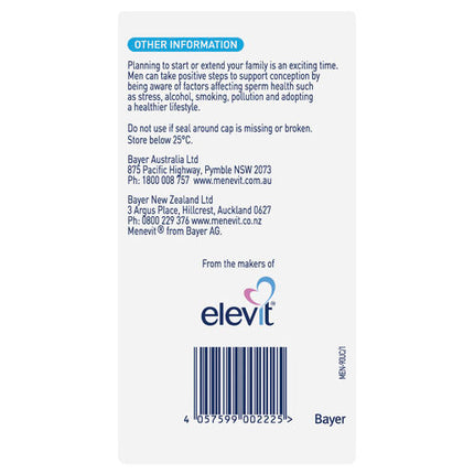 Menevit Pre-Conception Sperm Health Capsules 90 pack