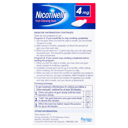 Nicotinell Gum Fruit 4mg 96 Pack