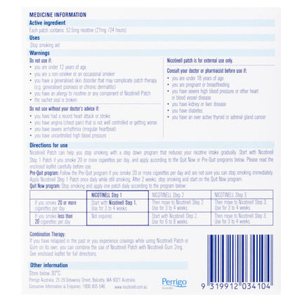 Nicotinell Patches 21mg Step 1 7 Pack