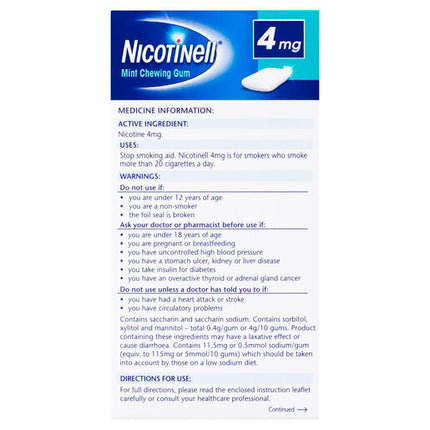 Nicotinell Gum Mint 4mg 96 Pack
