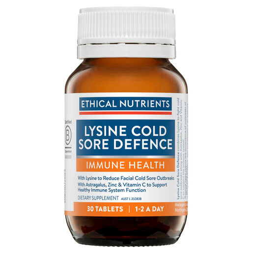 Ethical Nutrients Lysine Viral Cold Sore Defence 30 Tablets